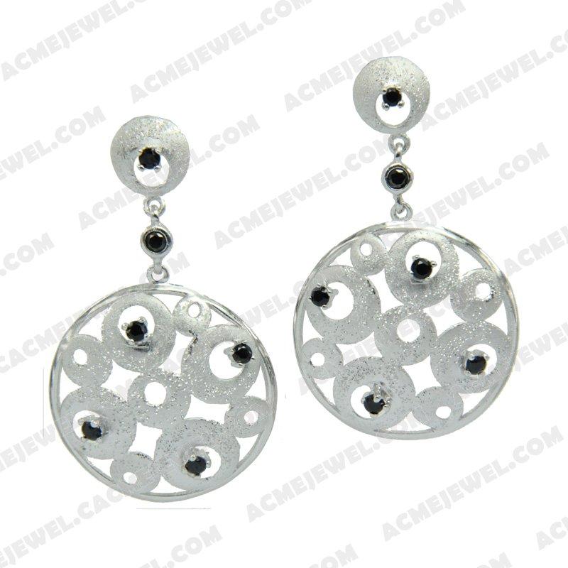 Earrings Silver / Brass  3-tone(rhodium plating / matt rhodium plating / sparkling finishing)