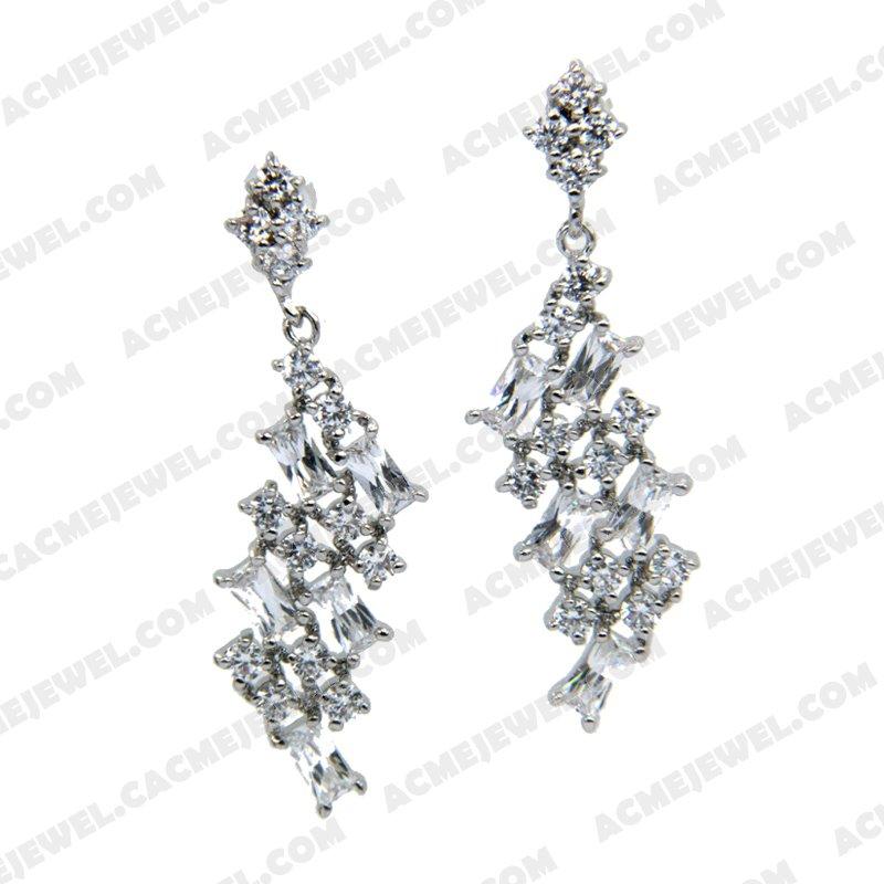 Earrings Silver / Brass  Rhodium plating