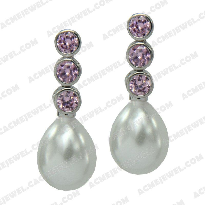 Earrings Silver / Brass  Rhodium plating