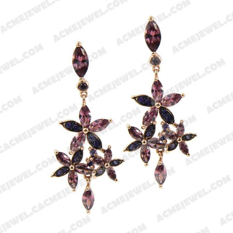 Earrings Silver / Brass  2-tone(rose gold / black rhodium plating)