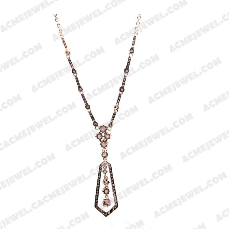 Necklace Silver / Brass  2-tone(rose gold / black rhodium plating)