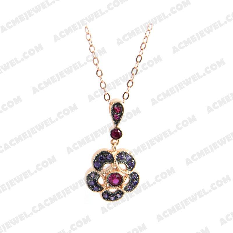 Pendants 925 Sterling Silver 2-tone Rose gold and black rhodium