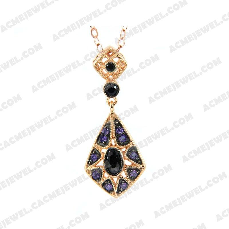 Pendants 925 Sterling Silver 2-tone Rose gold and black rhodium