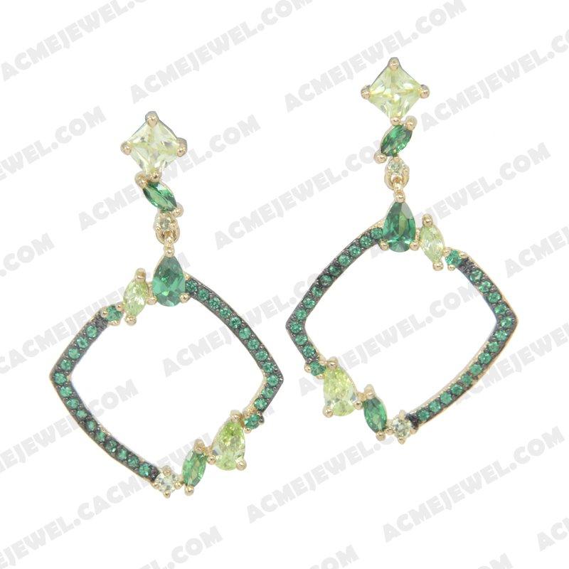 Earrings 925 Sterling Silver 2-tone Gold and black rhodium