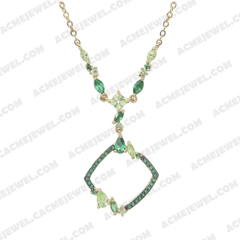 Necklace 925 Sterling Silver 2-tone Gold and black rhodium