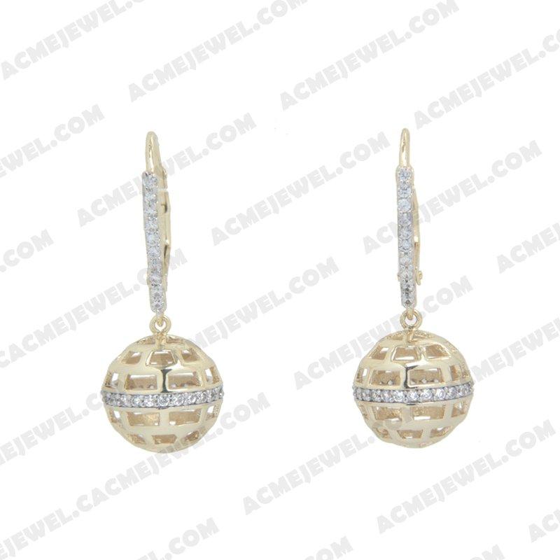 Earrings 925 Sterling Silver 2-tone Rhodium and gold