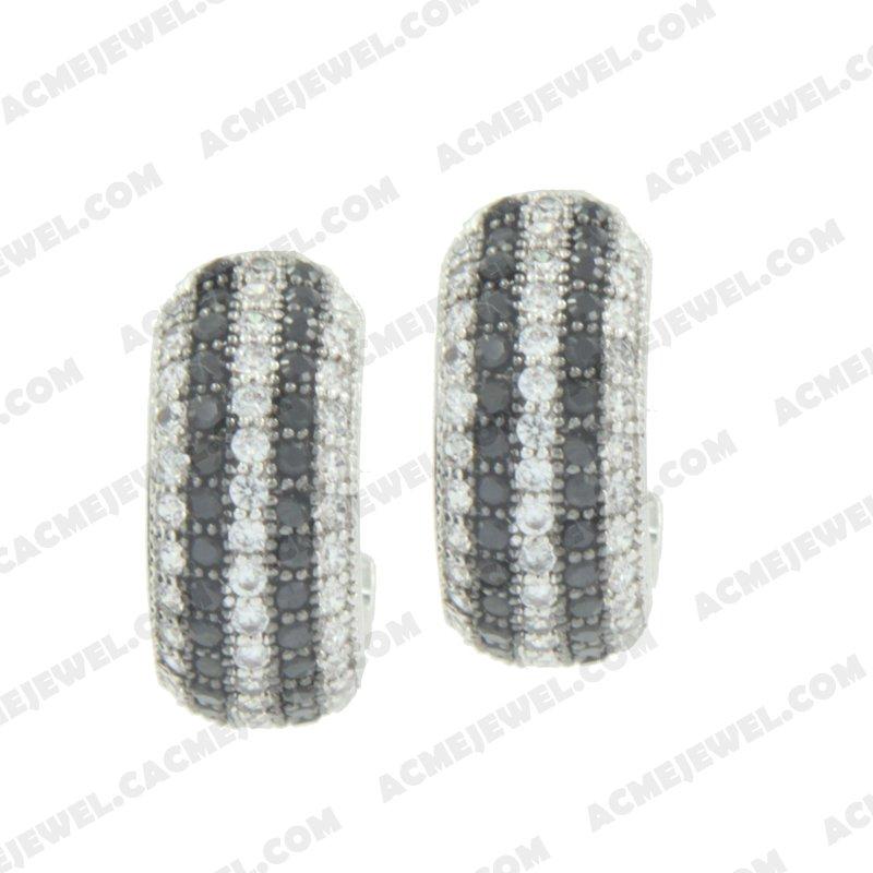 Earrings 925 sterling silver  2-tone Rhodium and black rhodium