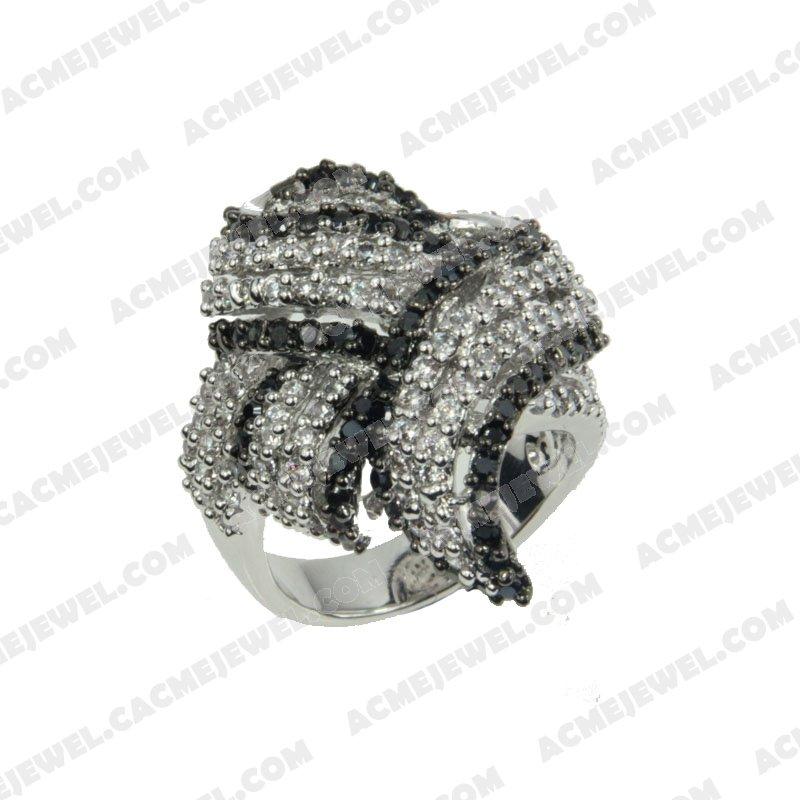 Rings 925 Sterling Silver 2-tone Rhodium and black rhodium