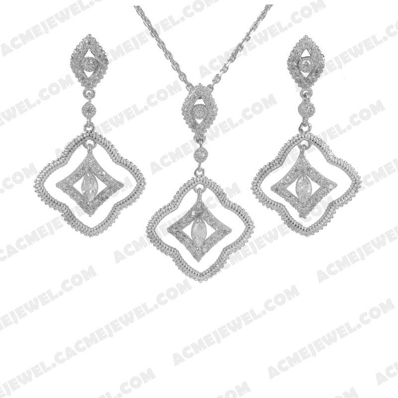 Jewellery Set 925 sterling silver  White Rhodium 