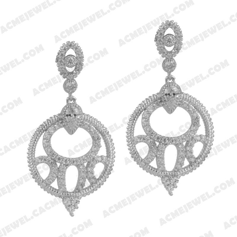 Earrings 925 sterling silver  White Rhodium 