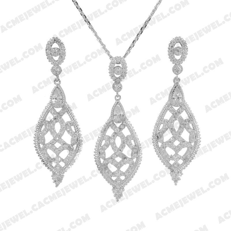 Jewellery Set 925 sterling silver  White Rhodium 