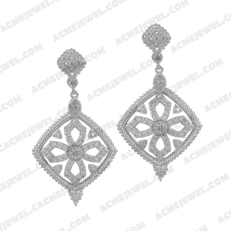Earrings 925 sterling silver  White Rhodium 