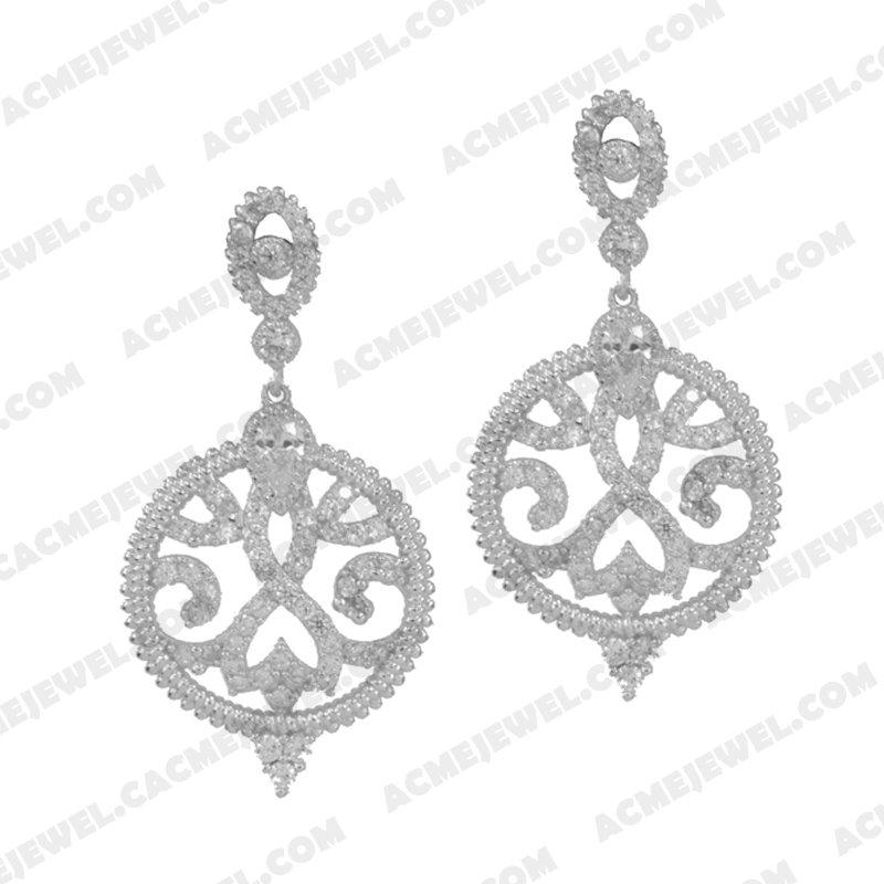 Earrings 925 sterling silver  White Rhodium 