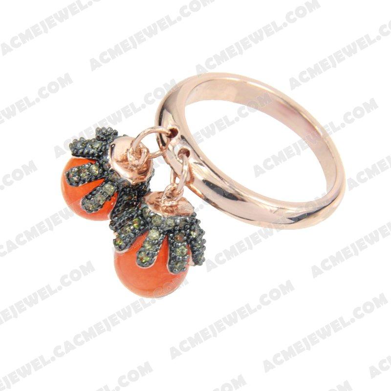 Rings 925 Sterling Silver 2-tone Rose gold and black rhodium