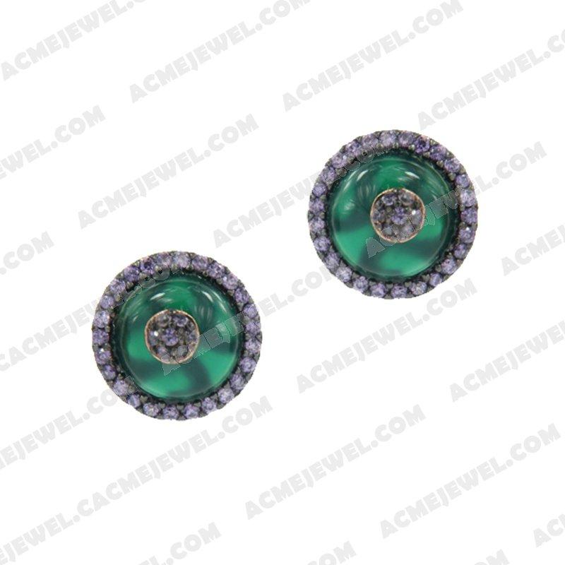 Earrings 925 Sterling Silver 2-tone Rose gold and black rhodium