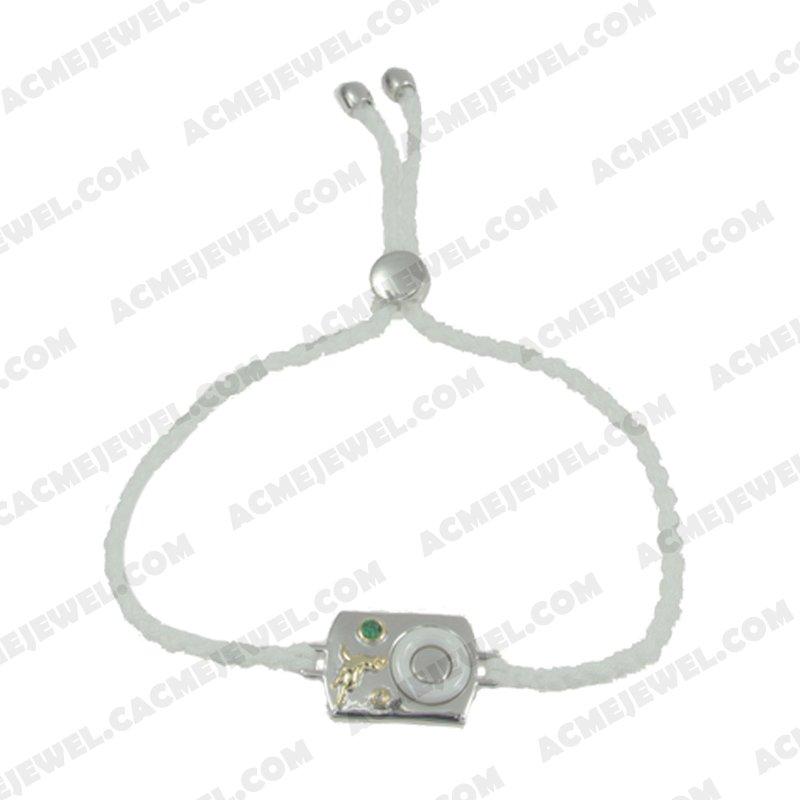  Cord with 925 sterling silver 2-tone Gold and rhodium